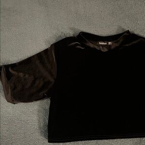 Boohoo Black Velvet Crop Top